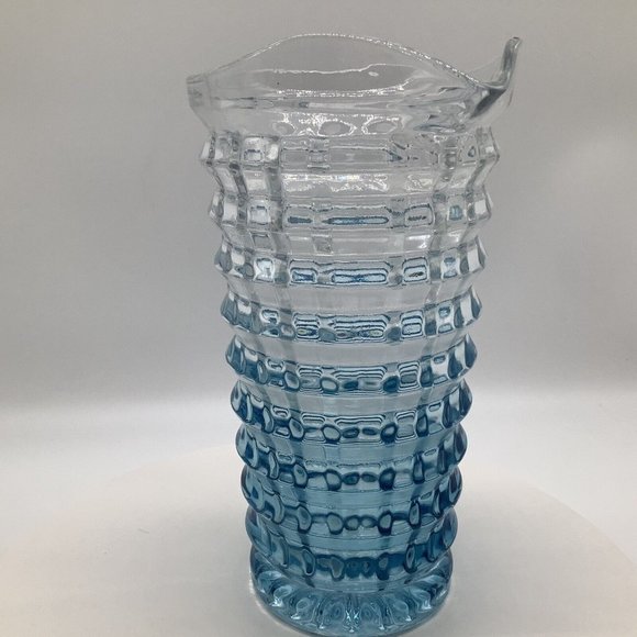 Blue and Clear Textured Cube Effect Glass Ombre Colored Blue Pitcher - Picture 9 of 16